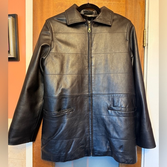 Bisang Alpine Switzerland Couture Women Black Lined Genuine Leather ZipUp Coat - Picture 1 of 12